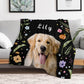 Custom Pet and Name Flower Fleece Blanket