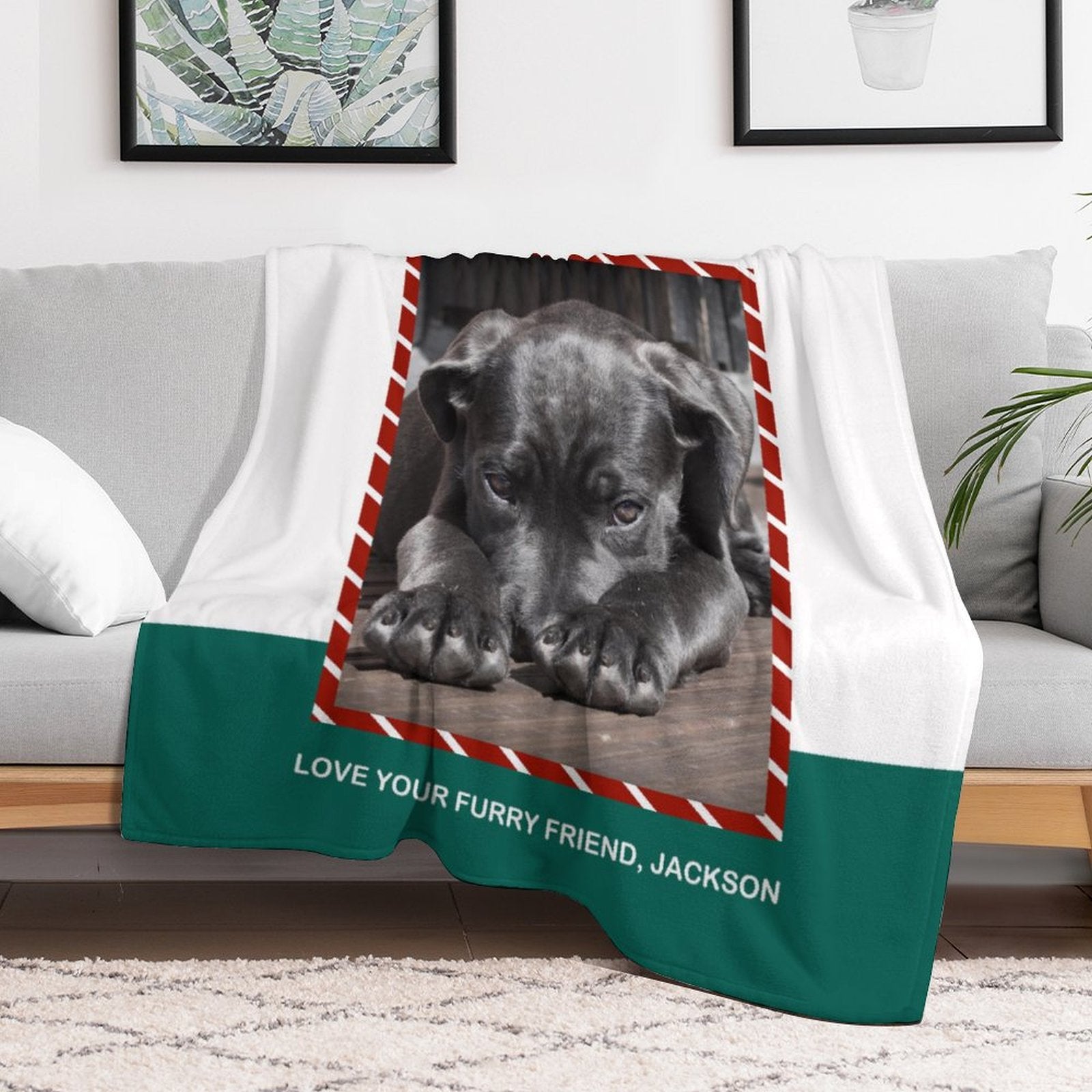 Custom Pet Photo Blanket Christmas Fleece Blanket 7-WPRINTME