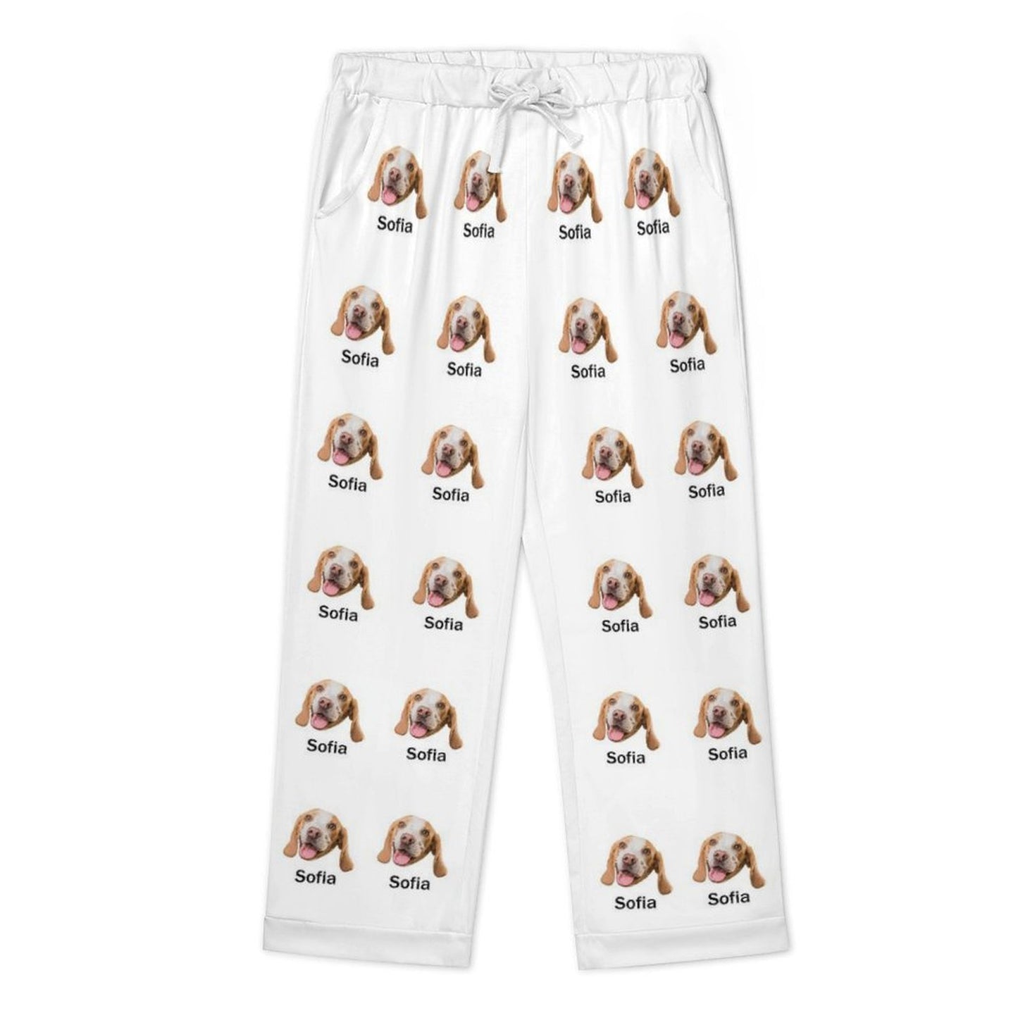 Custom Pet Face and Name Men's Cotton Long Pajama Set