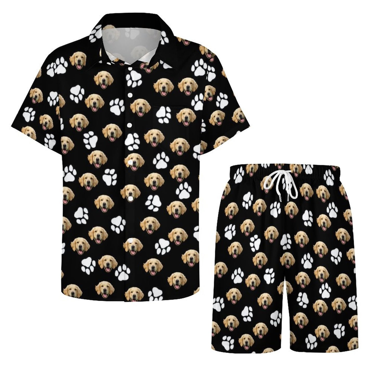 Custom Pet Face Men's Short Sleeve Shirt Set