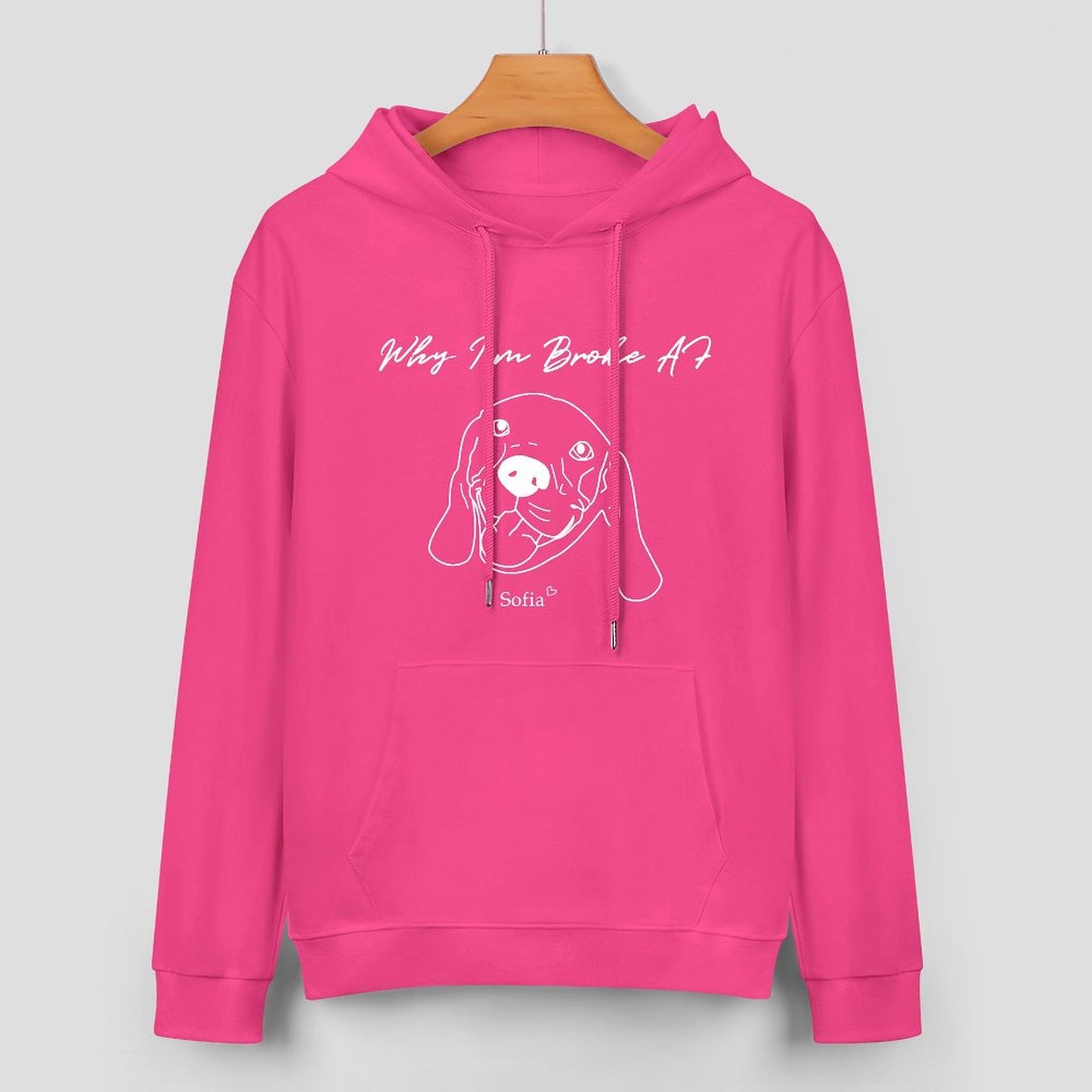 Custom Pet Face and Name Handdraw Unisex Cotton Hoodie