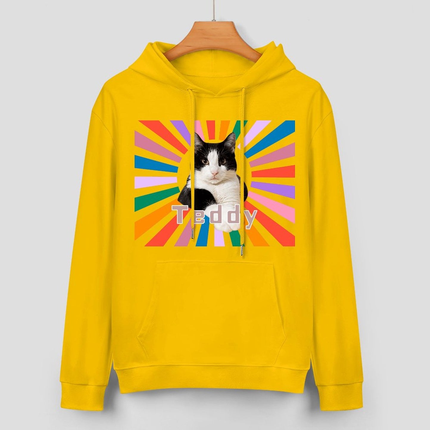 Custom Pet Photo Rainbow Strips Unisex Cotton Hoodie