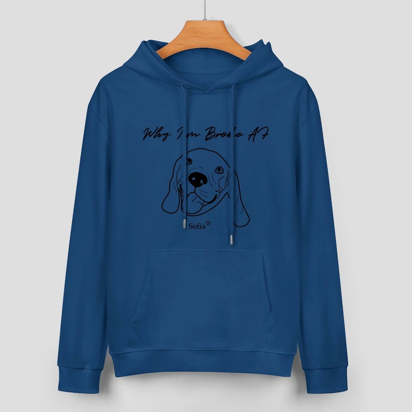 Custom Pet Face and Name Handdraw Unisex Cotton Hoodie