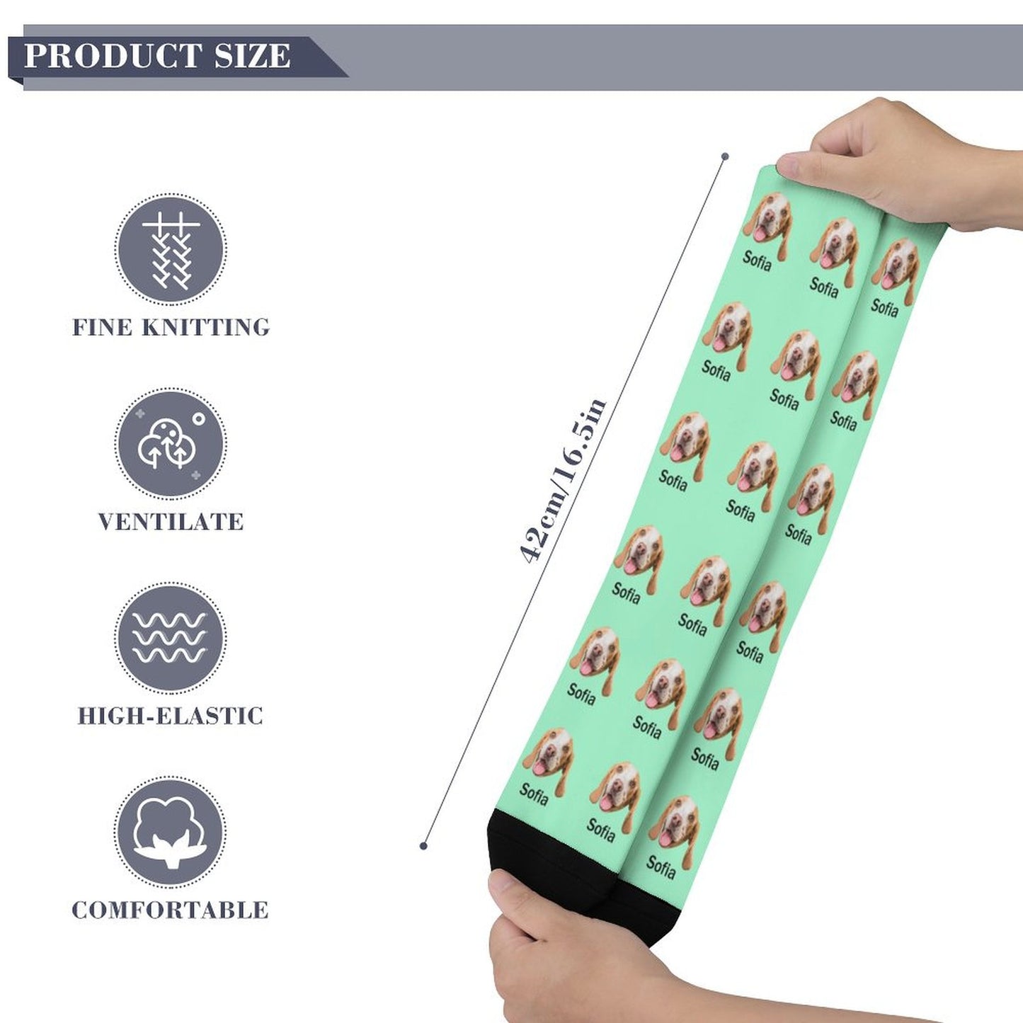 Custom Pet Face and Name Socks