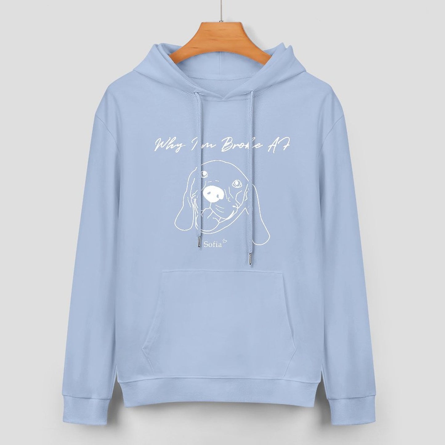 Custom Pet Face and Name Handdraw Unisex Cotton Hoodie