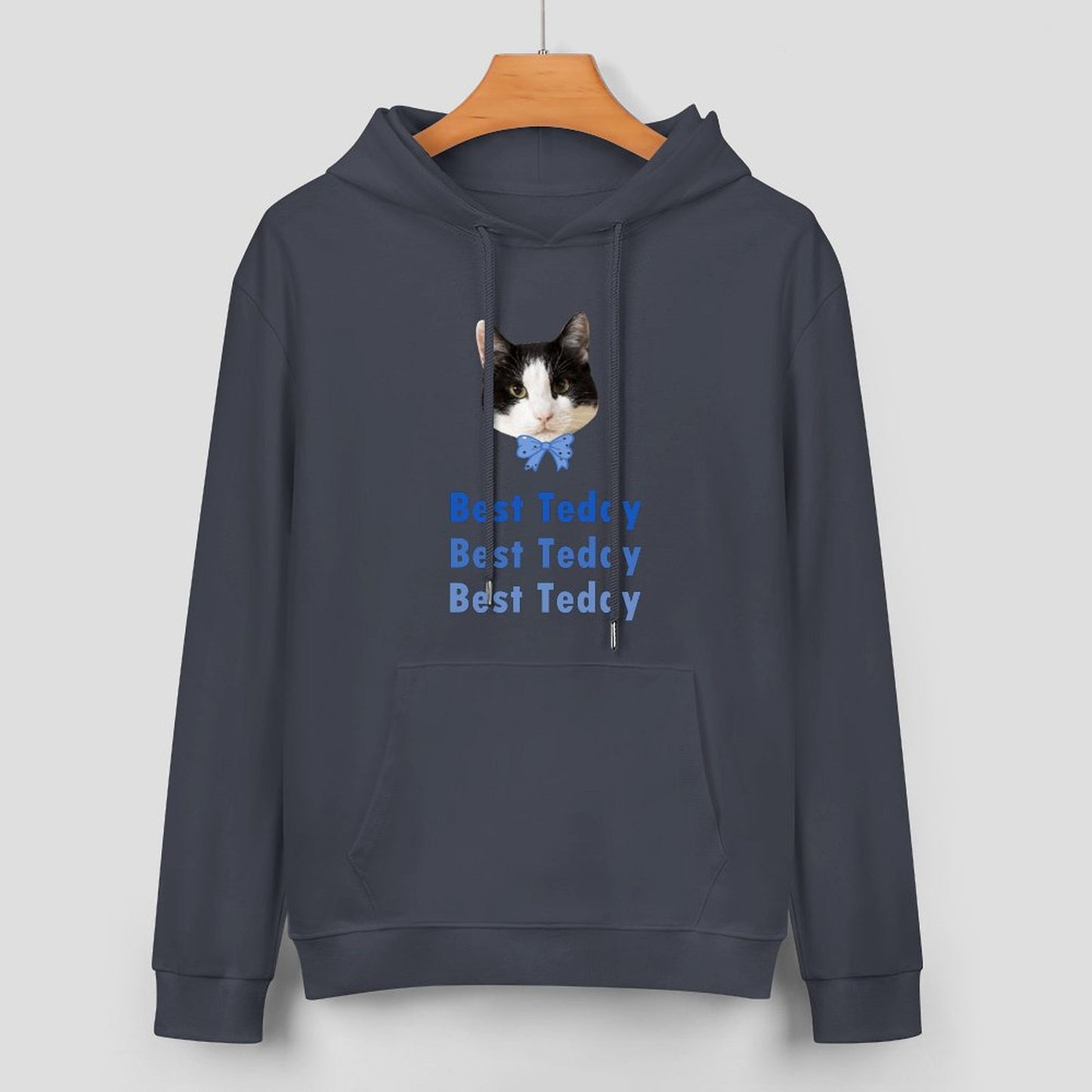 Custom Pet Face and Name Bow Tie Unisex Cotton Hoodie