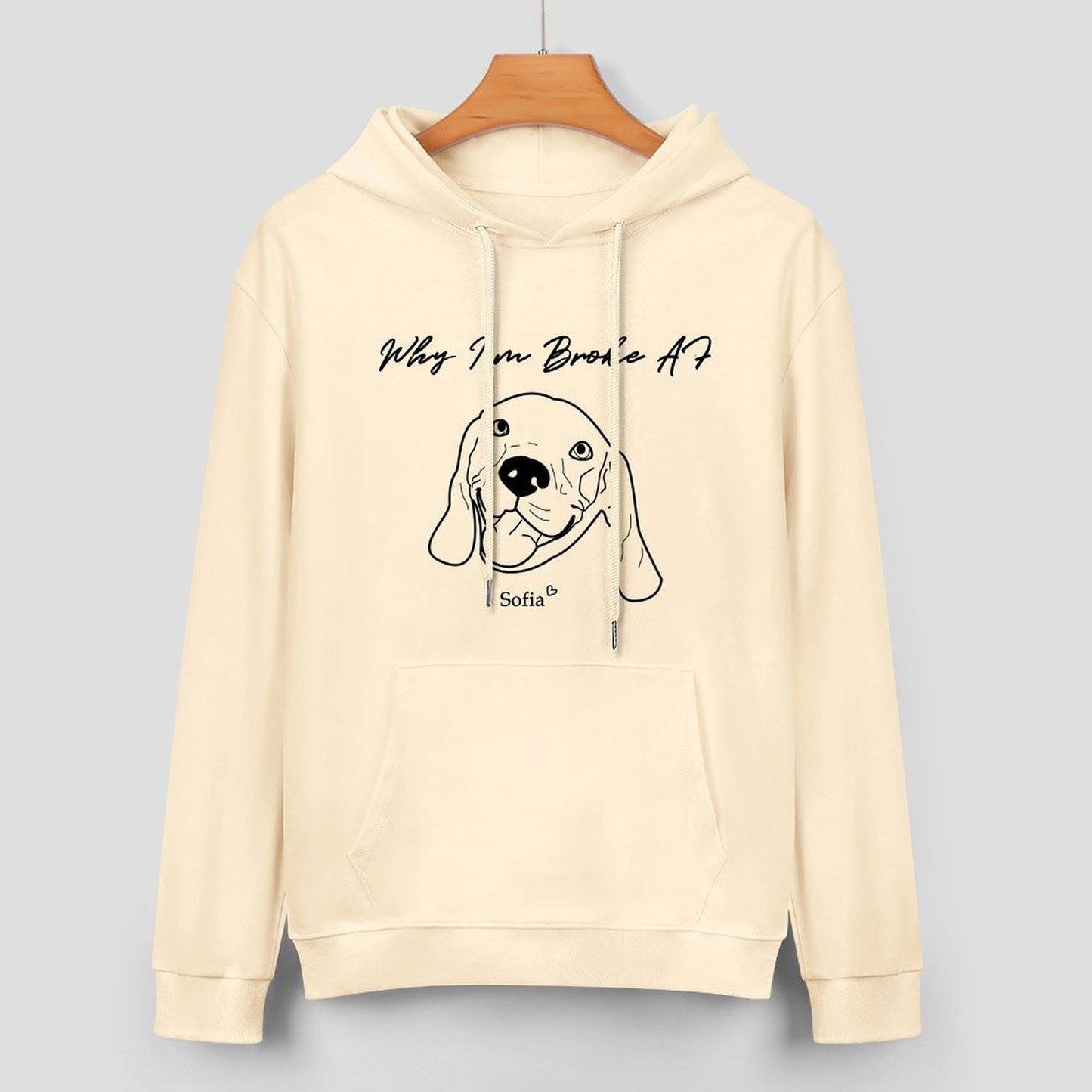 Custom Pet Face and Name Handdraw Unisex Cotton Hoodie