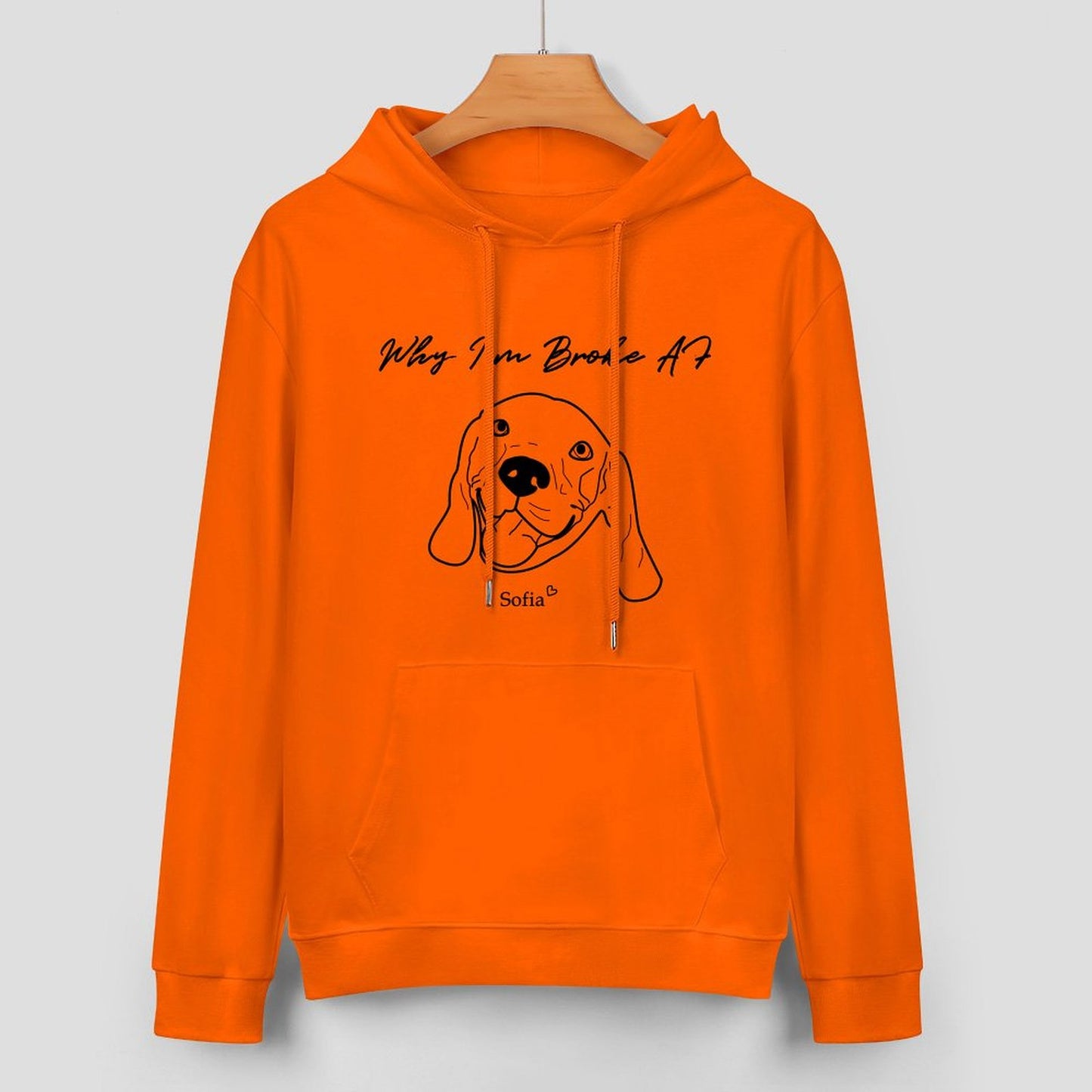 Custom Pet Face and Name Handdraw Unisex Cotton Hoodie