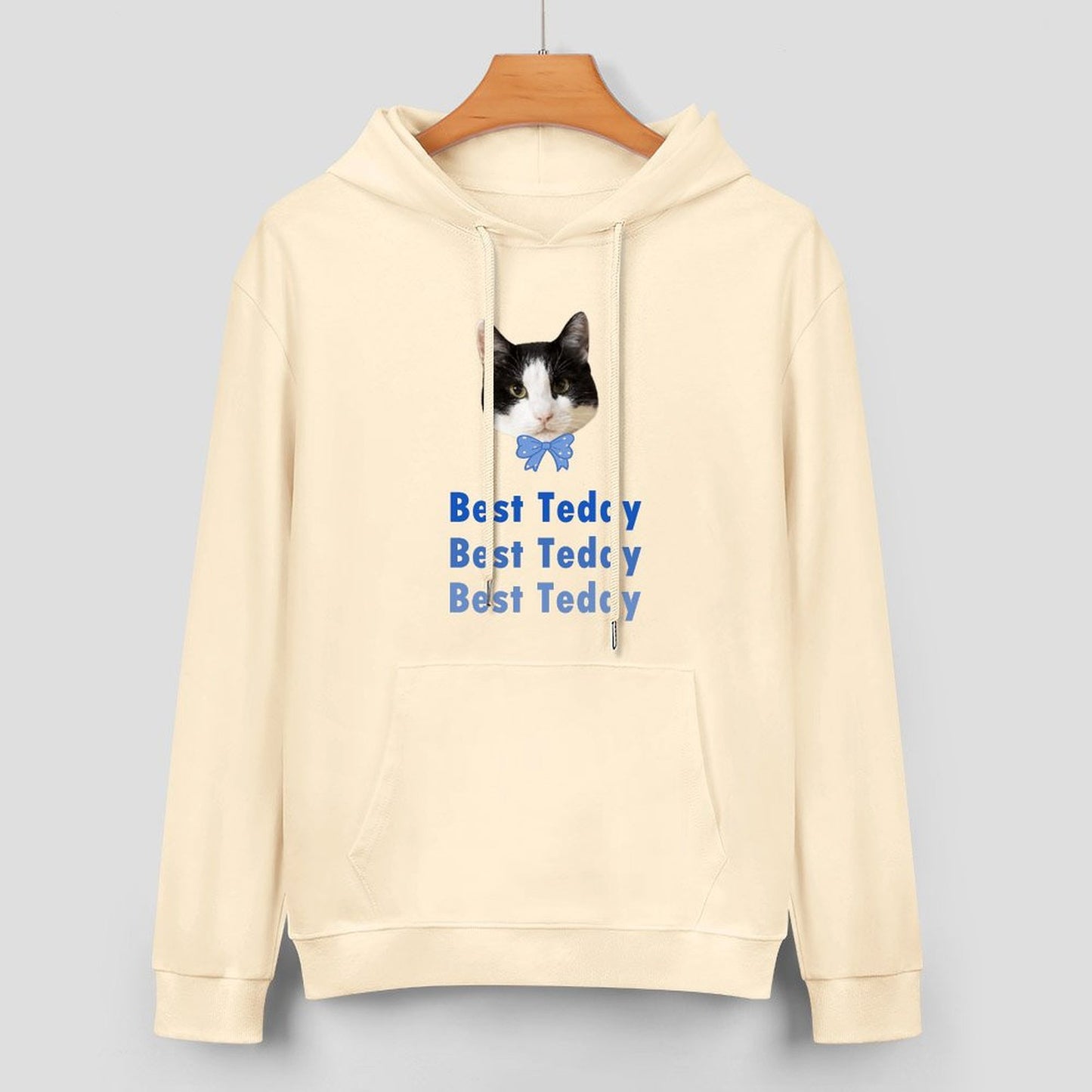 Custom Pet Face and Name Bow Tie Unisex Cotton Hoodie