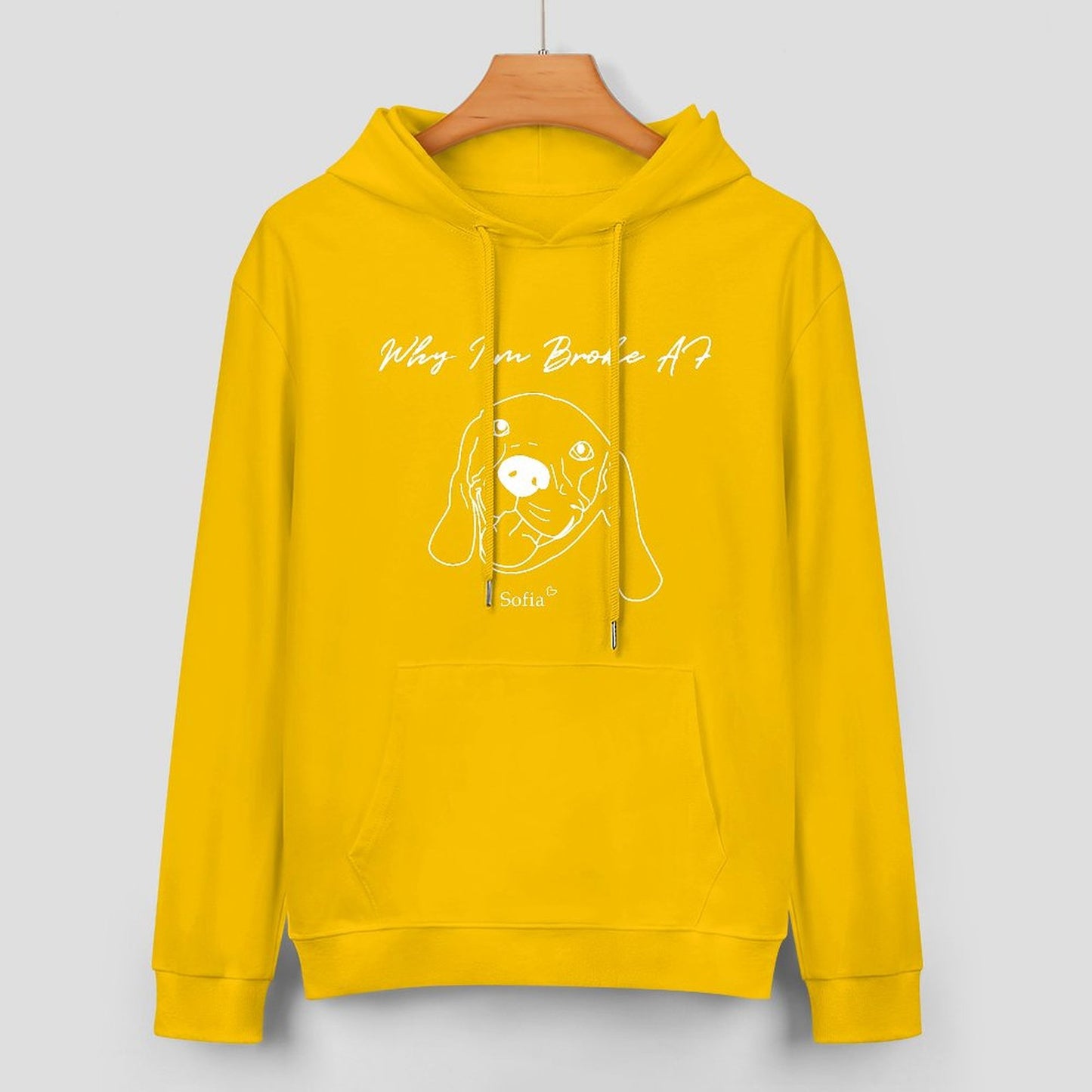 Custom Pet Face and Name Handdraw Unisex Cotton Hoodie