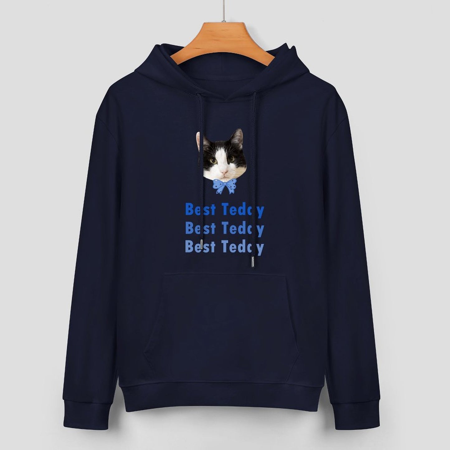 Custom Pet Face and Name Bow Tie Unisex Cotton Hoodie