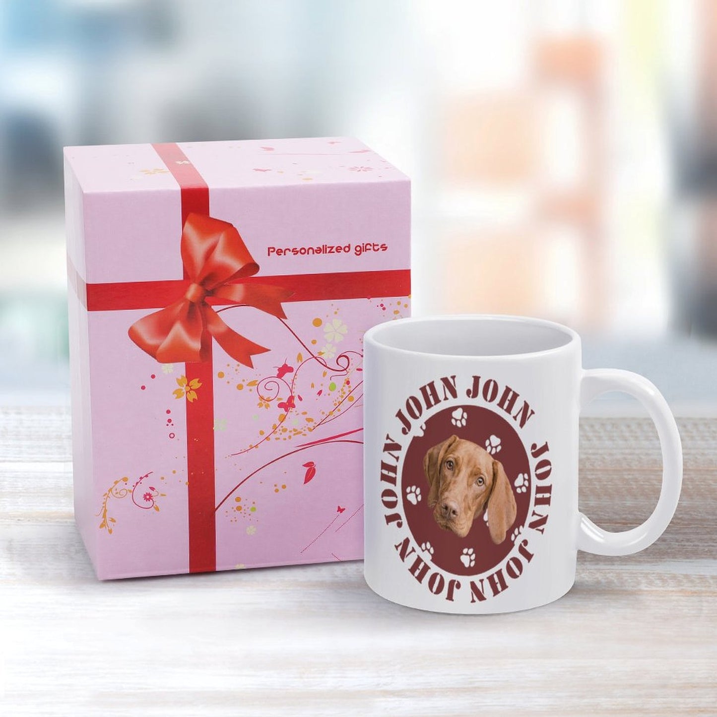 Custom Pet Face and Name Circle Pet Mug