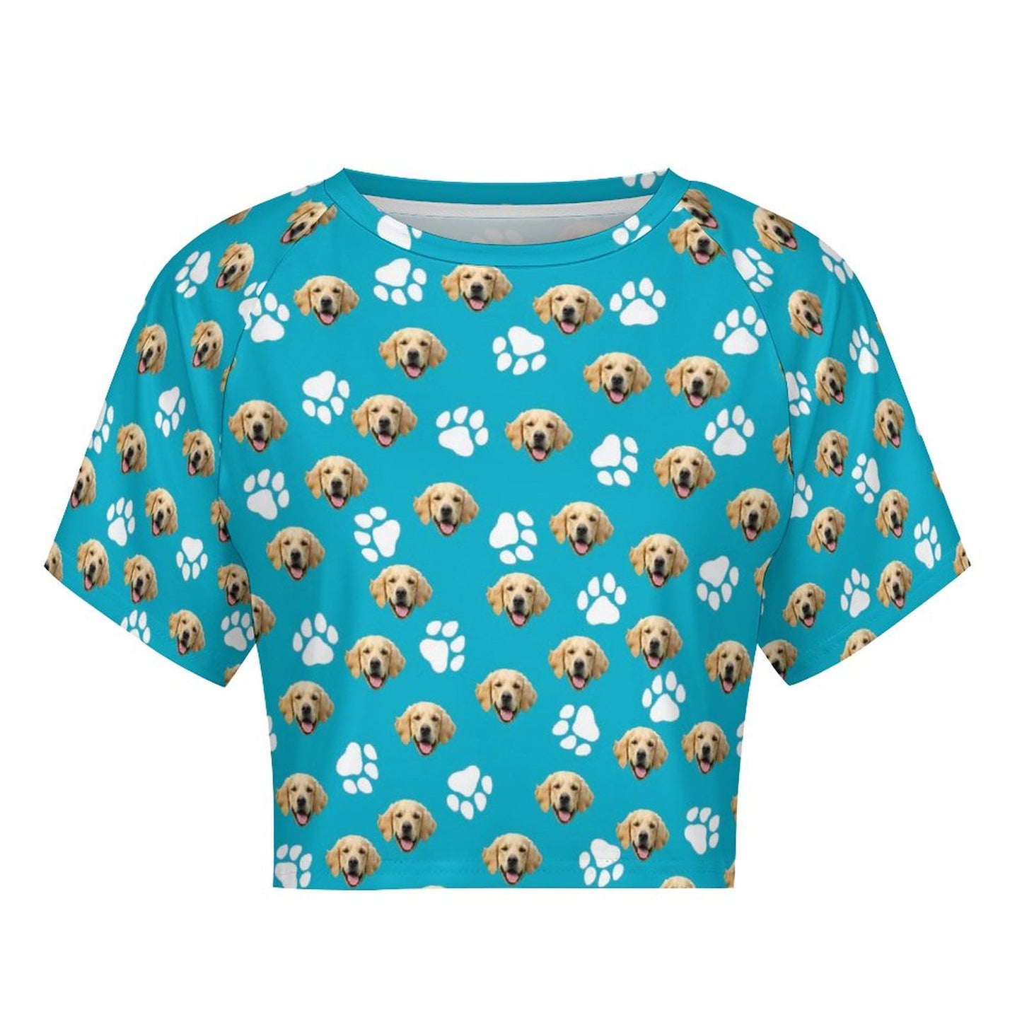 Custom Pet Face Women's Short Sleeved Navel Exposed Shirt