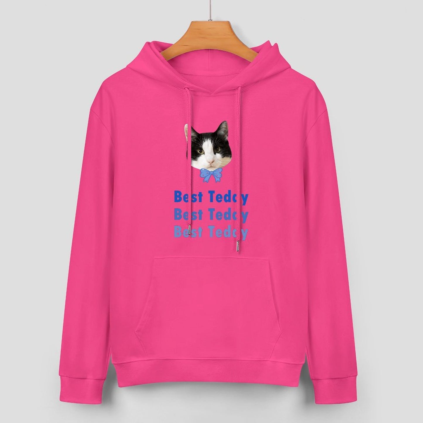 Custom Pet Face and Name Bow Tie Unisex Cotton Hoodie