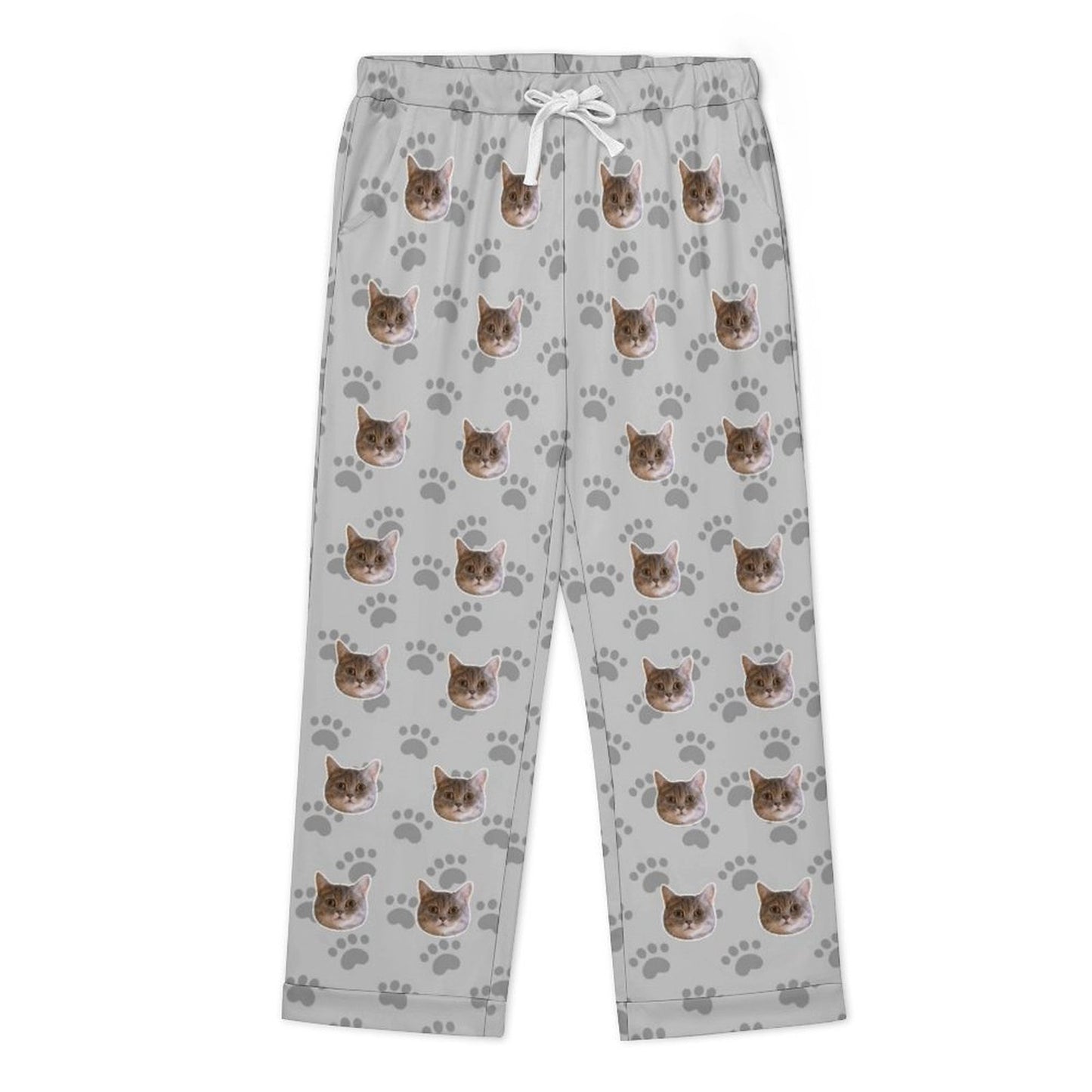 Custom Pet Face Men's Cotton Long Pajama Set