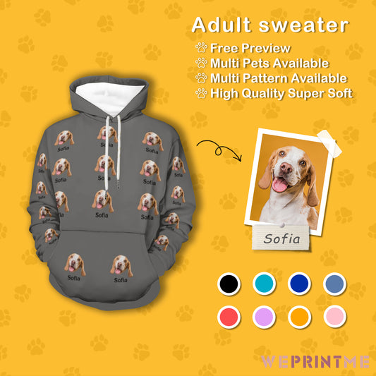 Custom Pet Face and Name Men's Hoodie