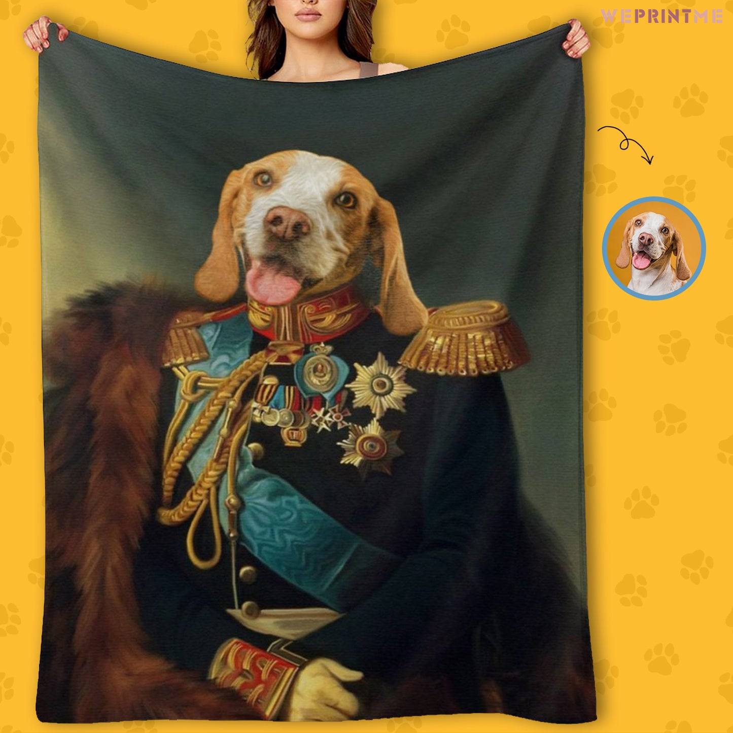 Custom Pet Face Mediaeval Fleece Blanket