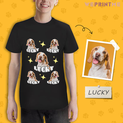 Custom Pet Face and Name Kid's T-shirt Pets and Stars on T-shirt