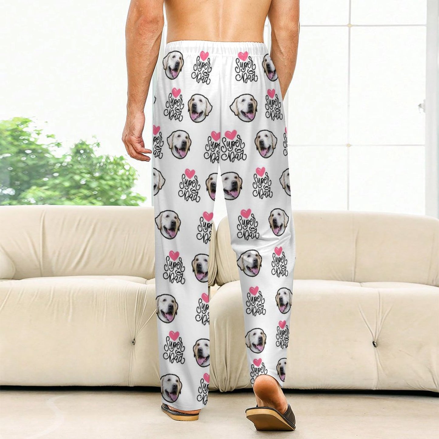 Personalized Pet Pants Face Love Dad Unisex Pajama Pants