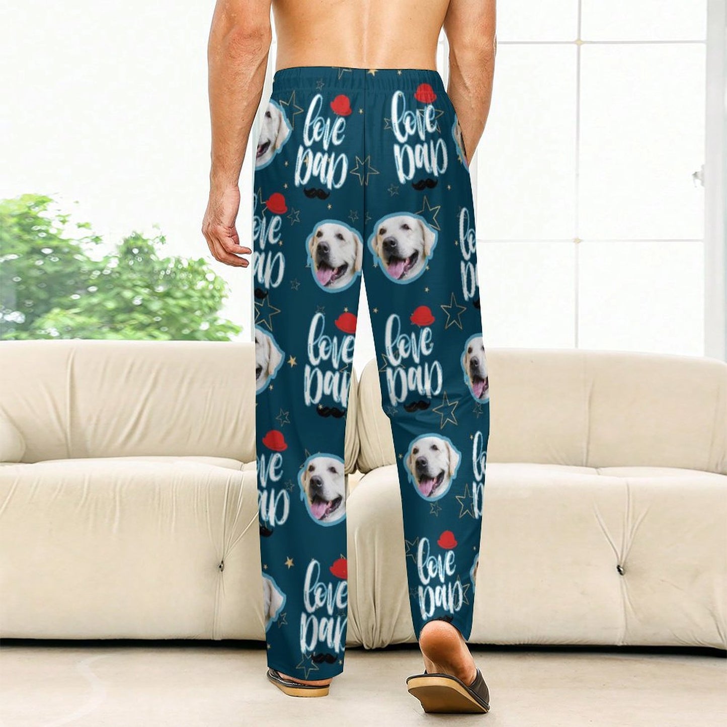 Personalized Pet Pants Face Love Dad Unisex Pajama Pants