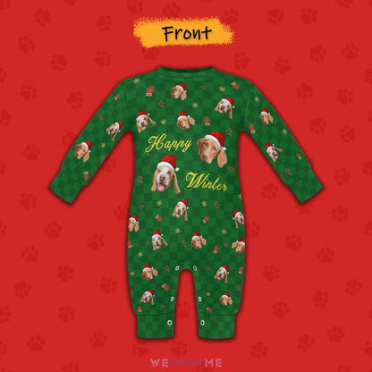 Custom Pet Face Happy Winter Baby Onesie-Front-WEPRINTME