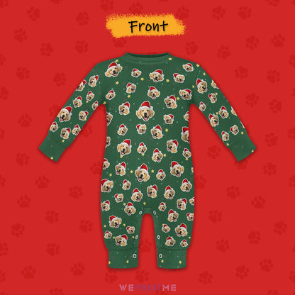 Custom Pet Face Everywhere Santa Pet Baby Onesie-1 Front-WEPRINTME