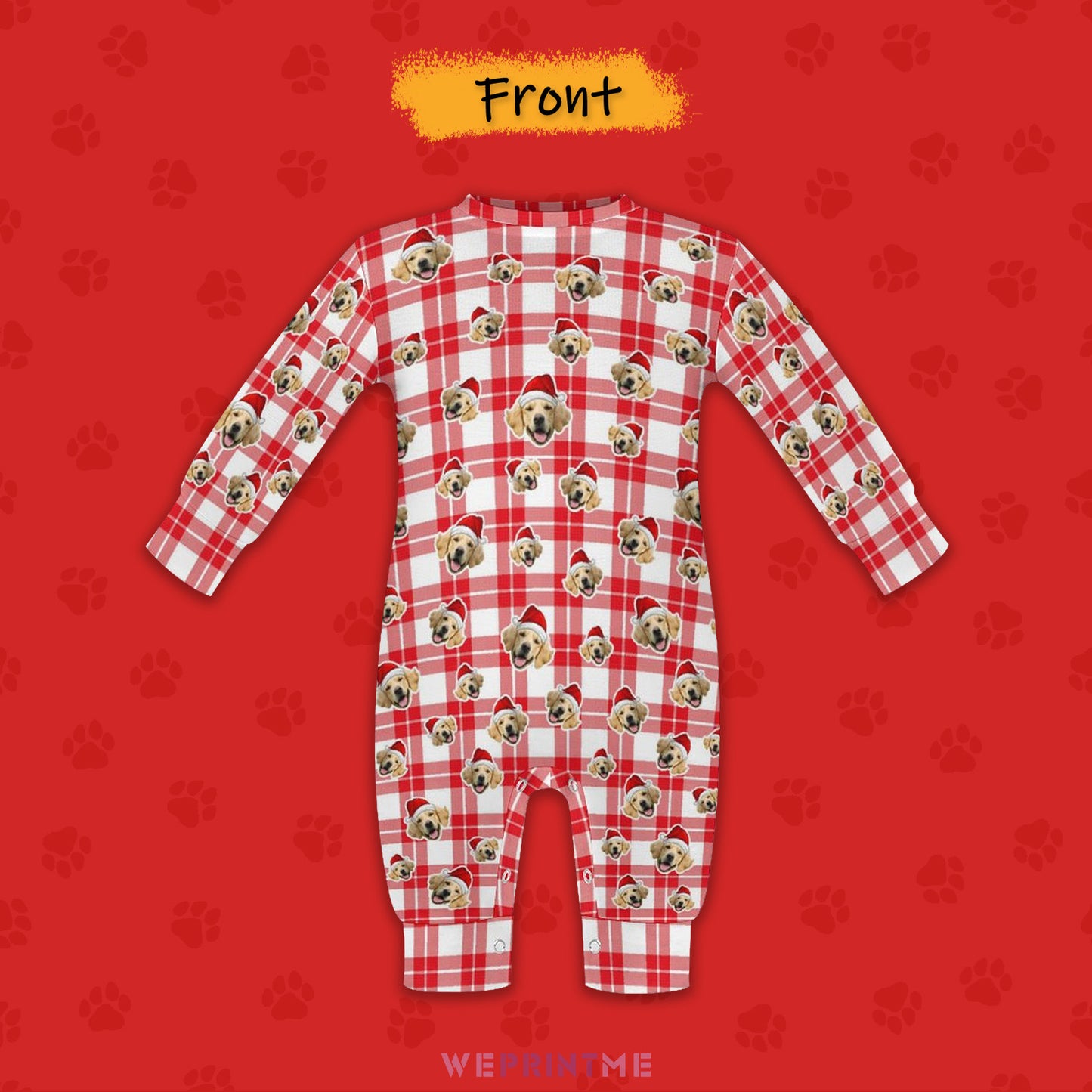 Custom Pet Face Plaid Pet Baby Onesie-3 Front-WEPRINTME