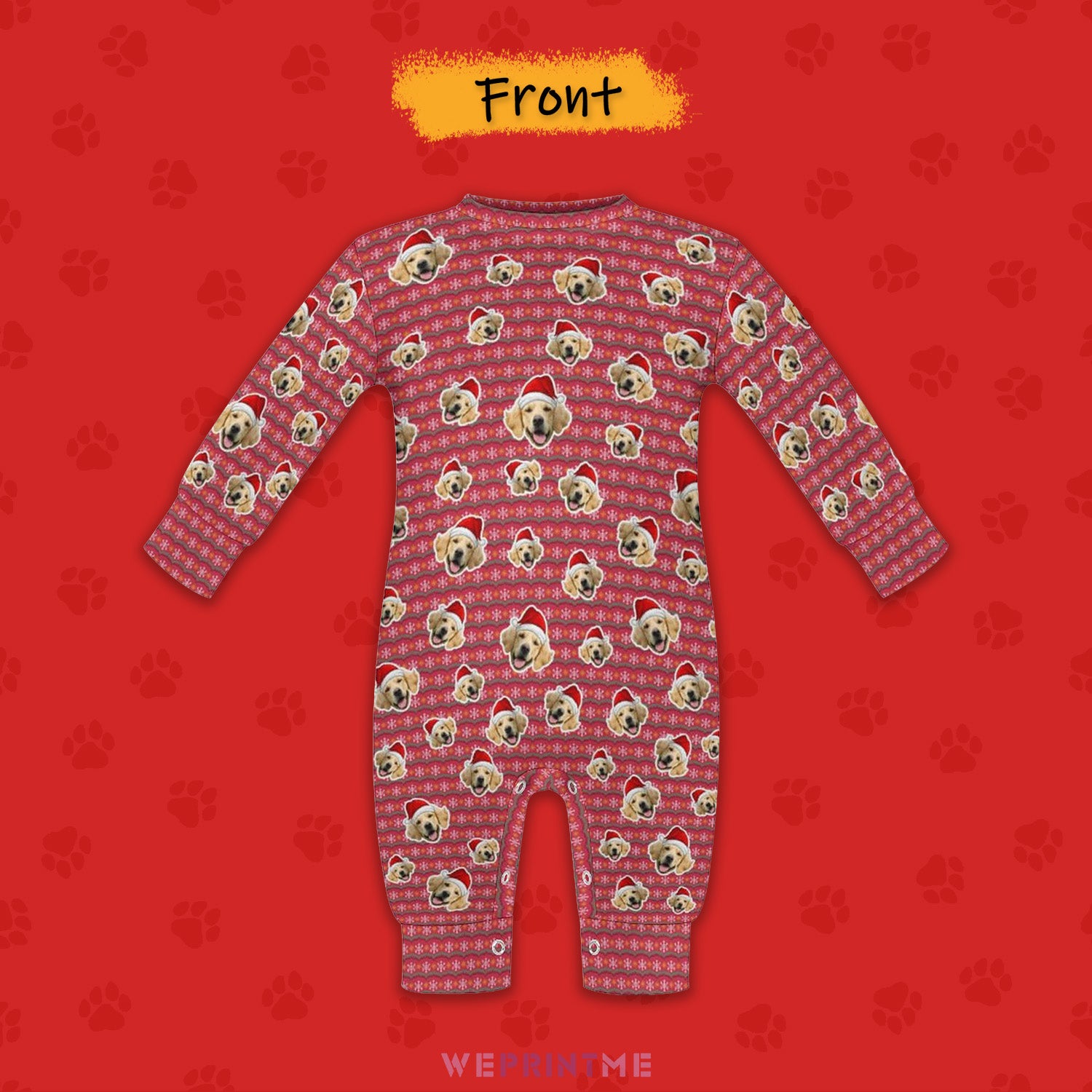 Custom Pet Face Everywhere Santa Pet Baby Onesie-2 Front-WEPRINTME