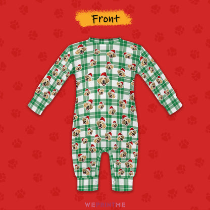 Custom Pet Face Plaid Pet Baby Onesie-2 Front-WEPRINTME