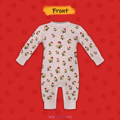 Custom Pet Face Everywhere Santa Pet Baby Onesie-4 Front-WEPRINTME