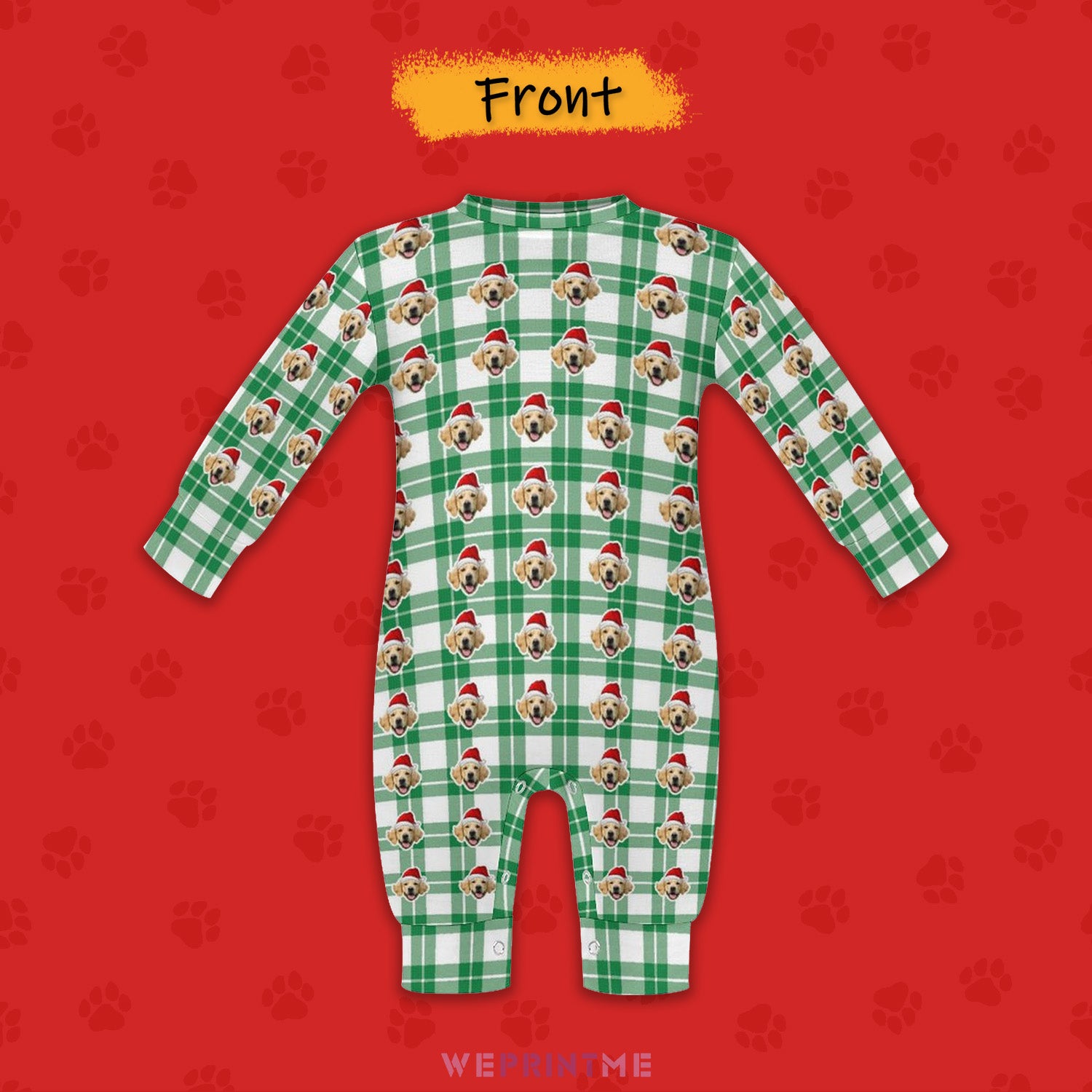 Custom Pet Face Plaid Pet Baby Onesie-4 Front-WEPRINTME