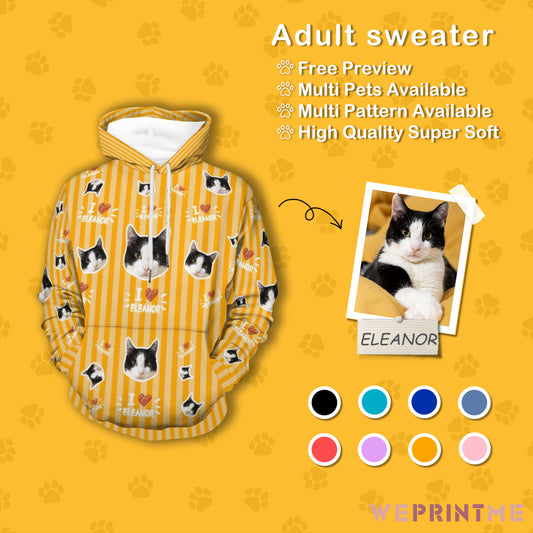 Custom Pet Face and Name Stripe Men's Hoodie