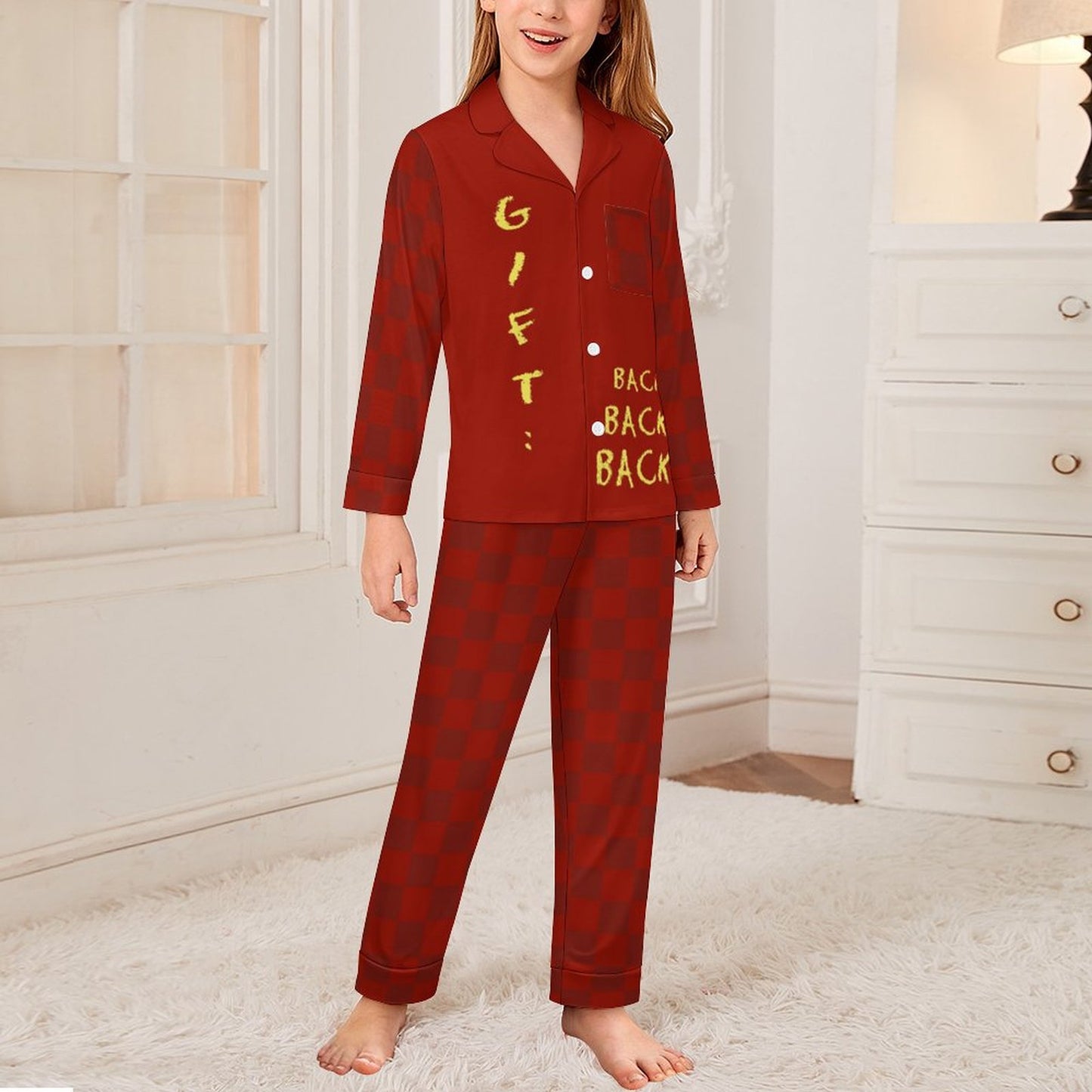 Custom Pet Face Gift Back Kids Christmas Pajamas-Girl-WEPRINTME