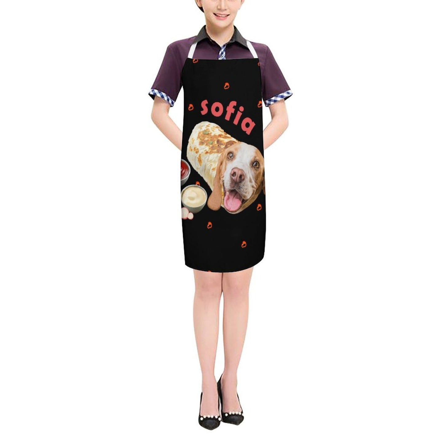 Custom Pet Face and Name Mexican Burrito Apron