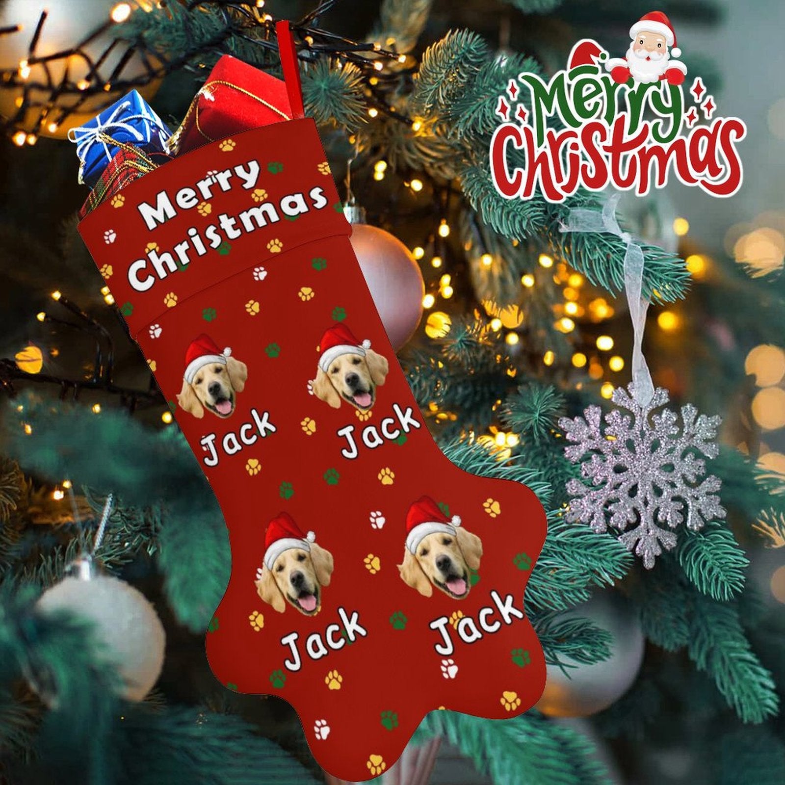 Personalized Pet Face and Name Merry Christmas Stockings-WEPRINTME-6