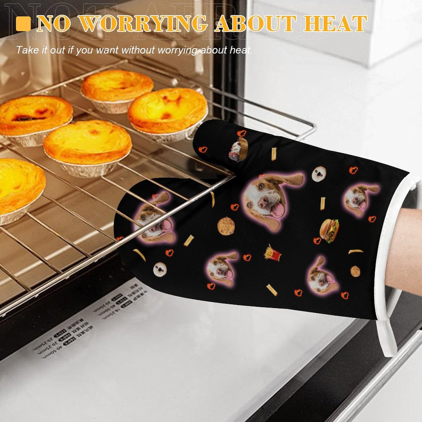 Custom Pet Face Tasty Oven Mitts and Pot Holders Sets