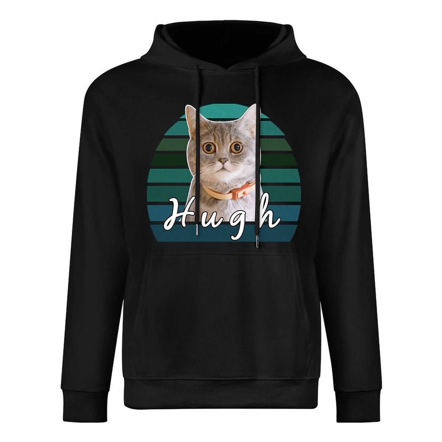 Custom Pet Face and Name Blue Gradient Unisex Cotton Hoodie