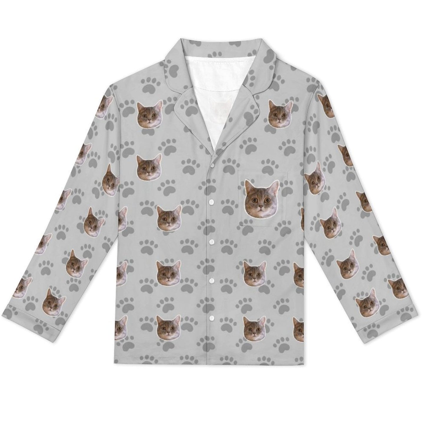 Custom Pet Face Men's Cotton Long Pajama Set