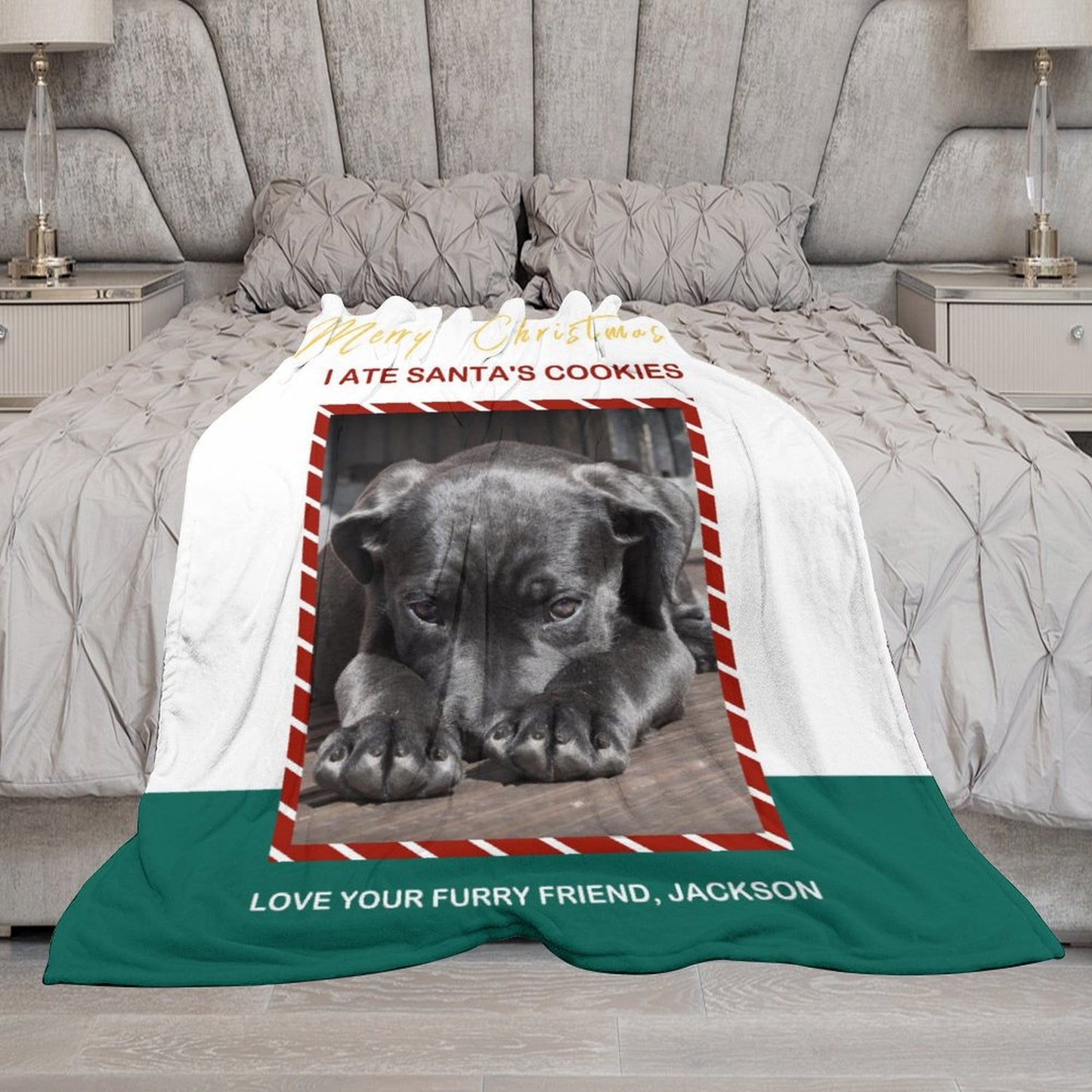 Custom Pet Photo Blanket Christmas Fleece Blanket 8-WPRINTME