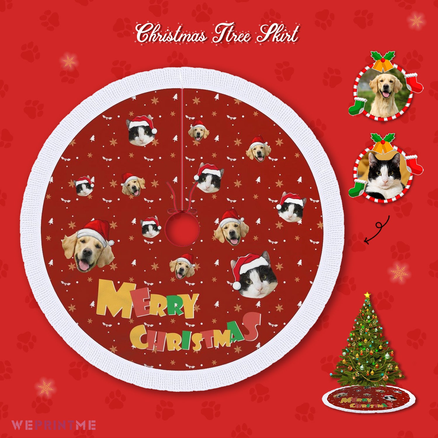 Personalized Pet Face Christmas Tree Skirt-WEPRINTME-5