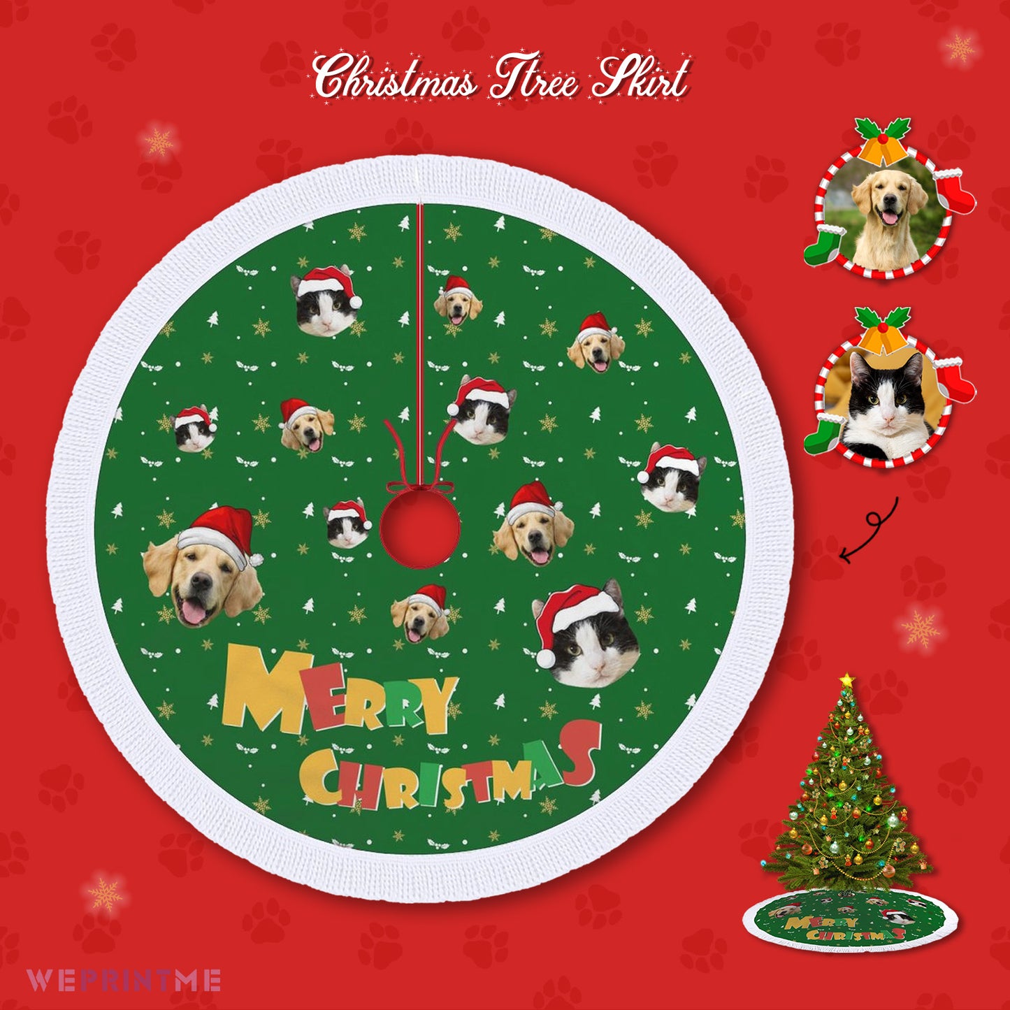 Personalized Pet Face Christmas Tree Skirt-WEPRINTME-13