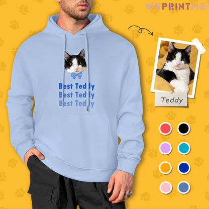 Custom Pet Face and Name Bow Tie Unisex Cotton Hoodie