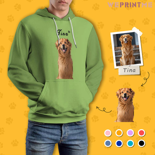 Custom Pet Face and Name Comic Pet Unisex Hoodie