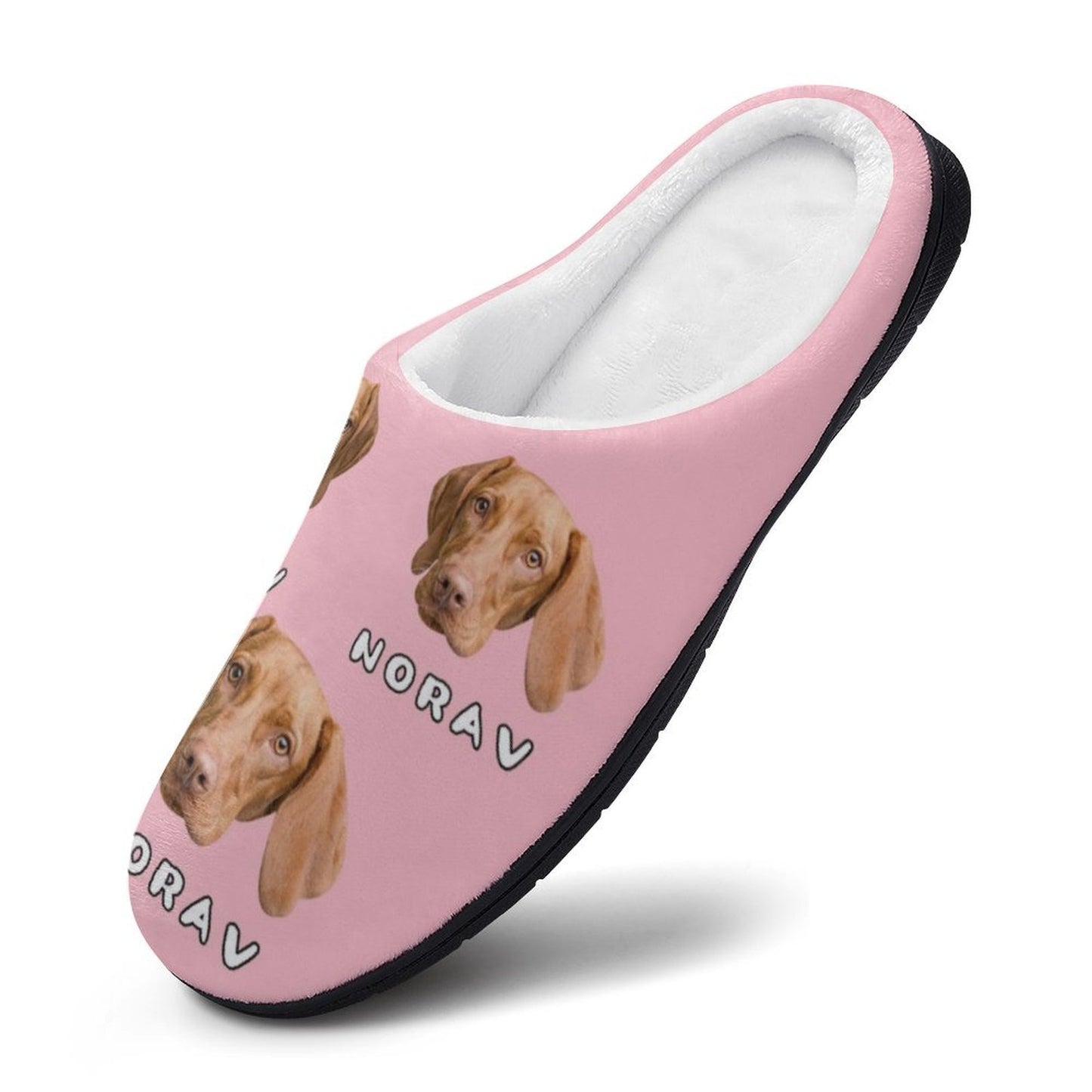 Custom Pet Face and Name Cotton Slippers