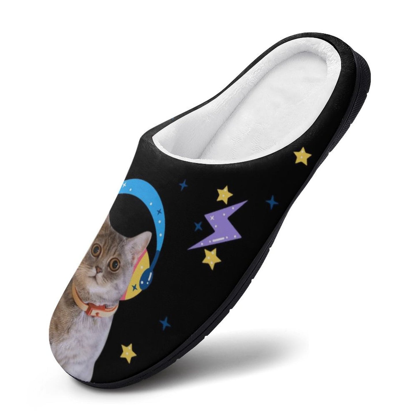 Custom Pet Face Space Rock Cotton Slippers