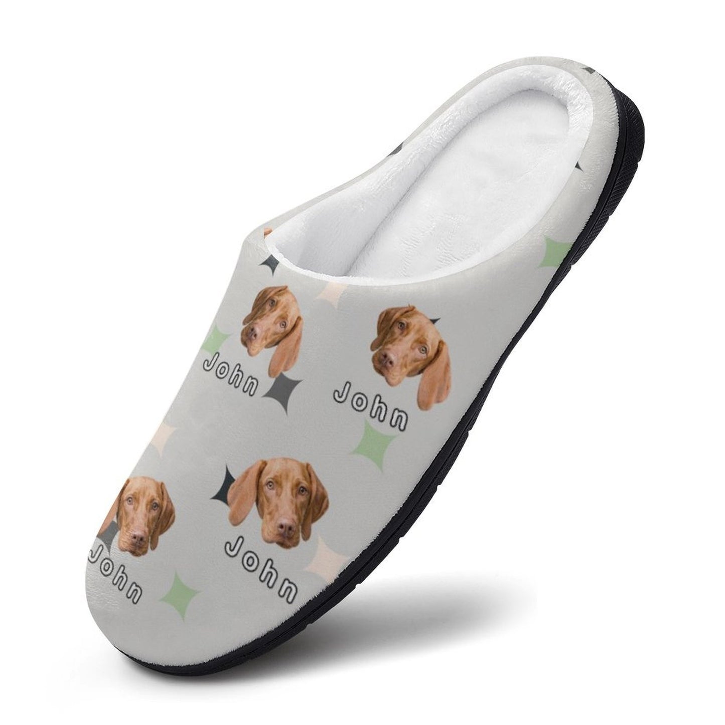 Custom Pet Face and Name Stars Cotton Slippers