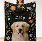 Custom Pet and Name Flower Fleece Blanket