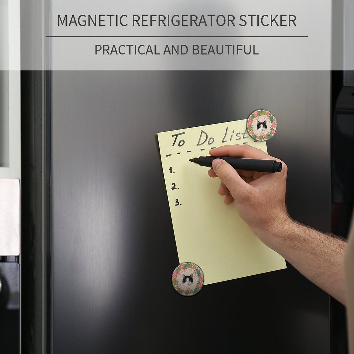 Custom Pet Face and Name Flowerly Refrigerator Magnets