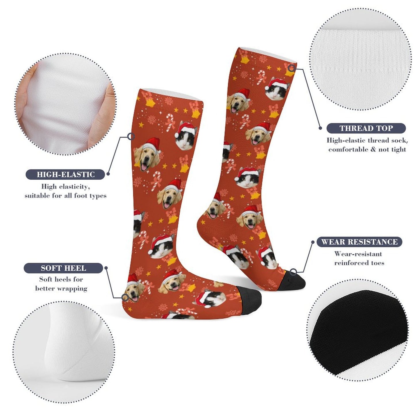 Custom Pet Face Bell Christmas Socks-WEPRINTME-9