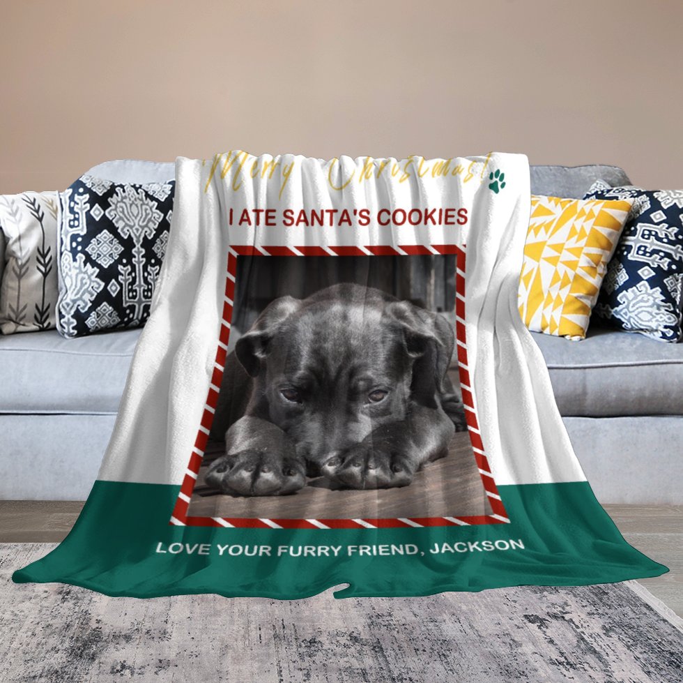 Custom Pet Photo Blanket Christmas Fleece Blanket 6-WPRINTME